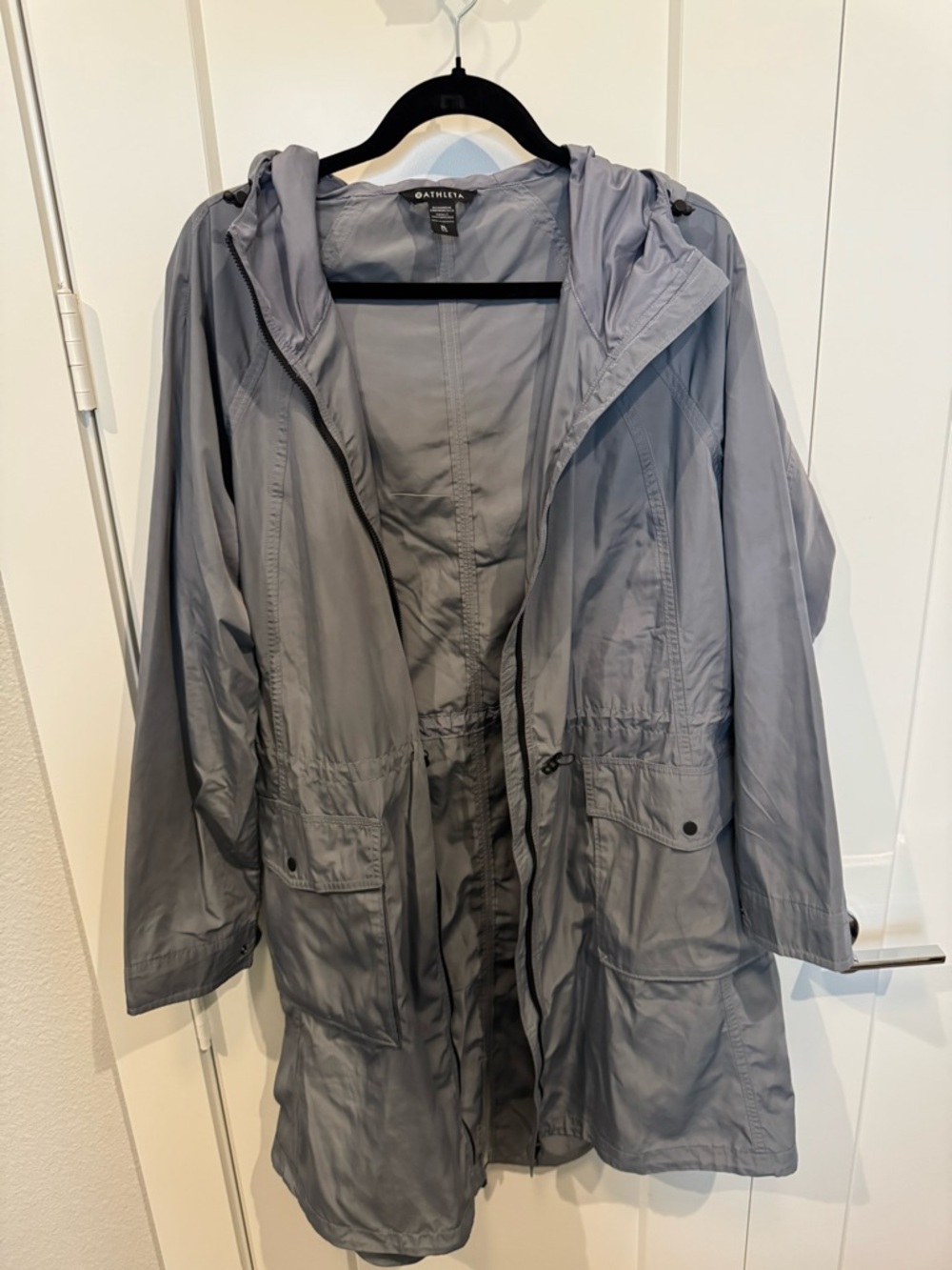 Athleta Light Gray Windbreaker Jacket with Hood - Picture 2 of 5